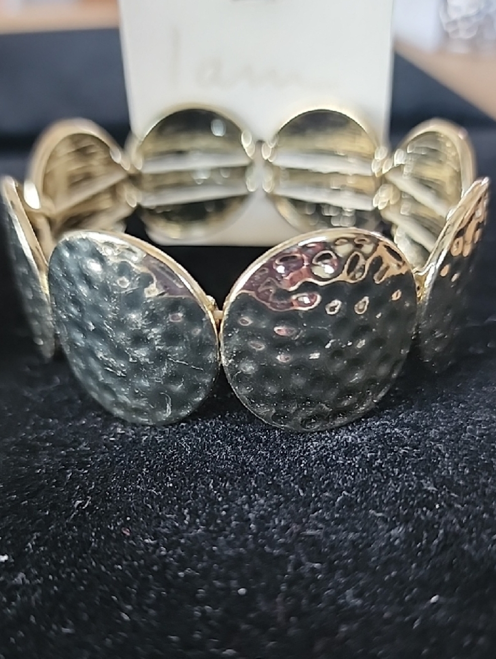 Gold-Tone Hammered Disc Stretch Bracelet - Women Jewelry